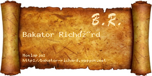 Bakator Richárd névjegykártya
